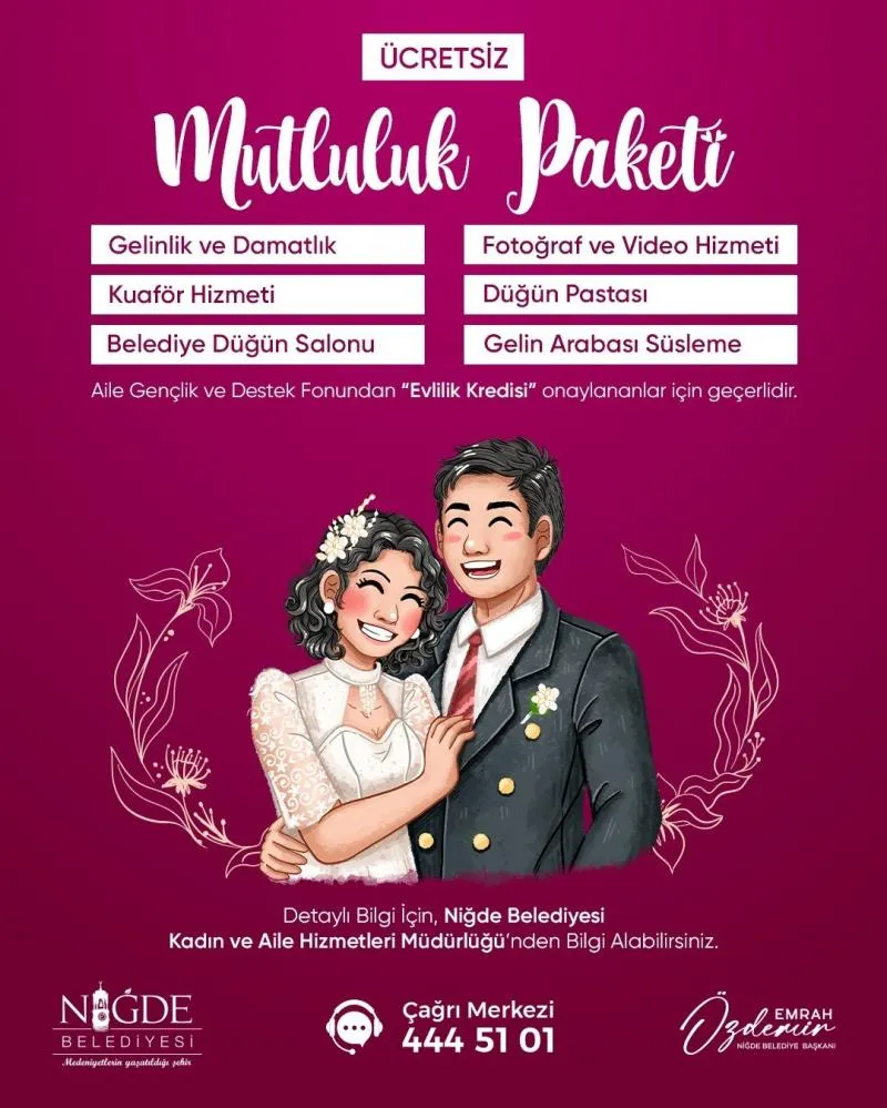 Niğde Belediyesi’nden genç çiftlere 