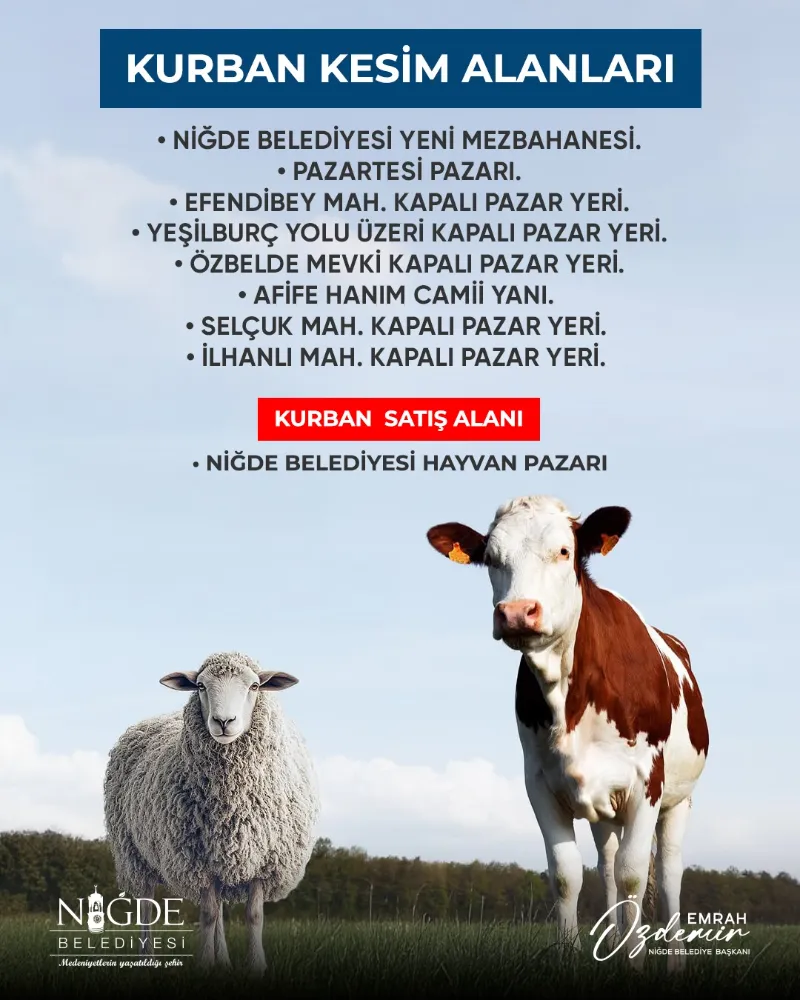 NİĞDE’DE KURBAN KESİM ALANLARI BELİRLENDİ