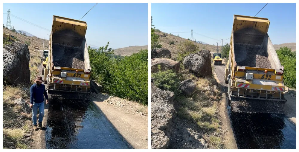 Yeşilburç Köyünde Sathi Asfalt Çalışmaları Başladı