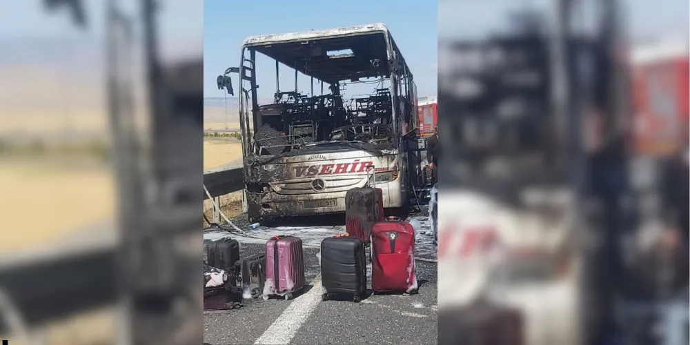 Ankara’da seyir halindeki yolcu otobüsü yandı